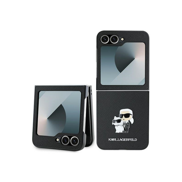 Husa pentru Samsung Galaxy Z Flip7 FE F761 / Z Flip6 F741, Karl Lagerfeld, Saffiano Karl &amp; Choupette Metal