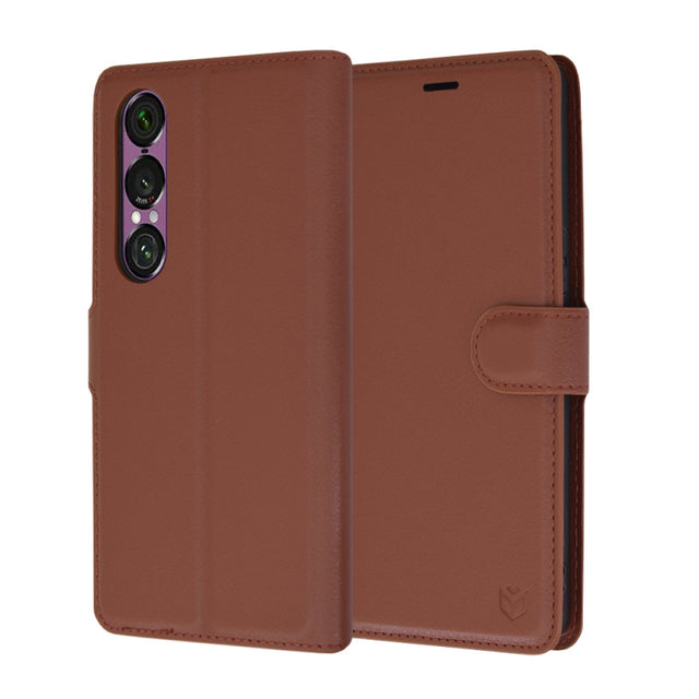 Husa pentru Sony Xperia 1 VI, Techsuit, Leather Folio, Maro