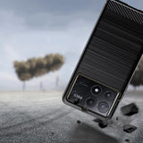 Husa pentru Xiaomi Poco F6 Pro, Techsuit, Carbon, Albastra