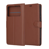 Husa pentru Xiaomi Poco X6 Pro, Techsuit, Leather Folio, Maro