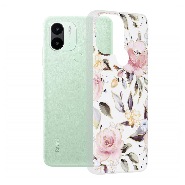 Husa pentru Xiaomi Redmi A2+ / A1+, Techsuit, Marble, Alba