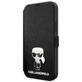 Husa pentru Apple iPhone 12 mini, Karl Lagerfeld, Saffiano Iconic Book, Neagra KLFLBKP12SIKMSBK