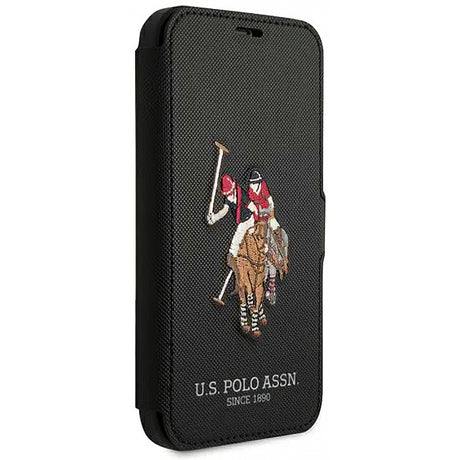 Husa pentru Apple iPhone 12 mini, U.S. Polo, Embroidery Book, Neagra USFLBKP12SPUGFLBK