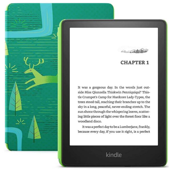 eBook Reader Amazon Kindle Paperwhite Kids (11th Gen) 2021 Editie Pentru Copii , Display 6.8", Bluetooth, Wi-Fi, USB C, Negru Emerald Forest