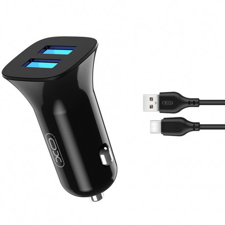 Incarcator Auto Cu Cablu USB-C XO Design TZ10, 12W, 2.4A, 2 x USB-A