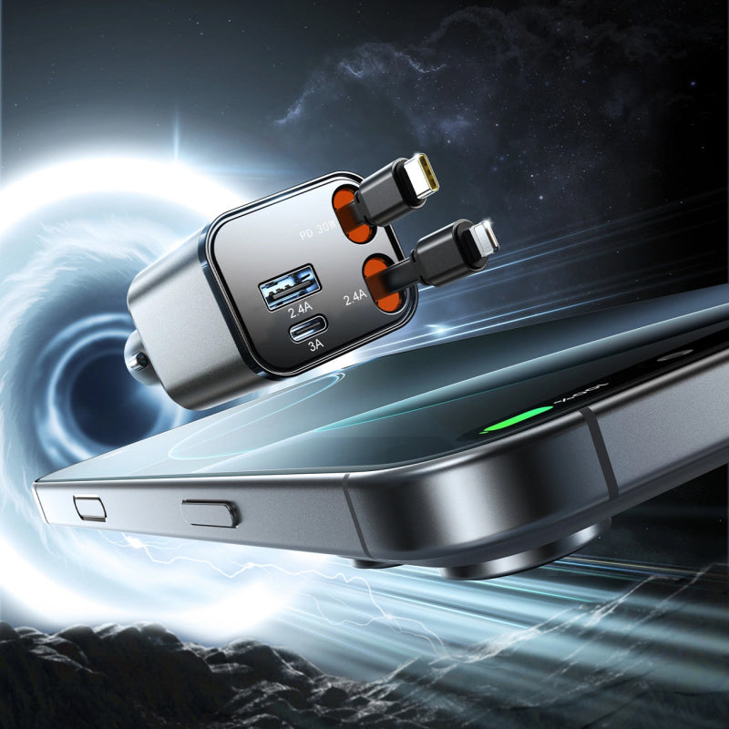Incarcator Auto Cu Cablu USB-C / Lightning Joyroom JR-CCL05, 30W, 3A, 1 x USB-A - 1 x USB-C
