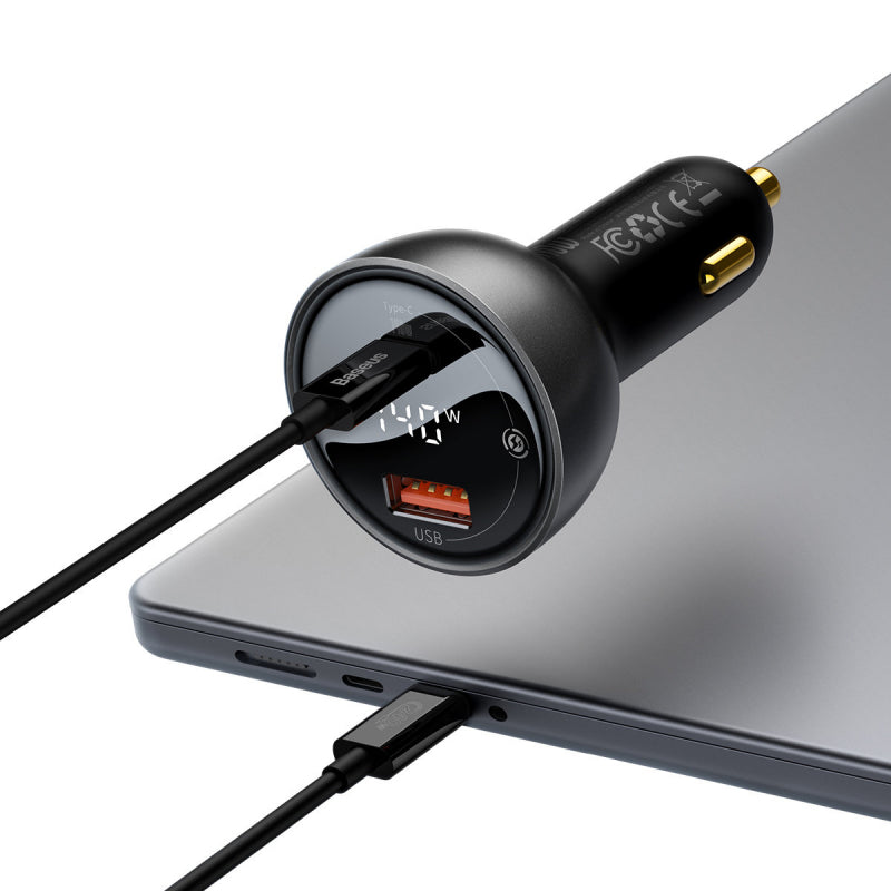 Incarcator Auto Cu Cablu USB-C Baseus, 140W, 5A, 1 x USB-A - 1 x USB-C, Negru CGZX070001
