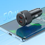 Incarcator Auto HOCO NZ14B, 50W, 3A, 2 x USB-C
