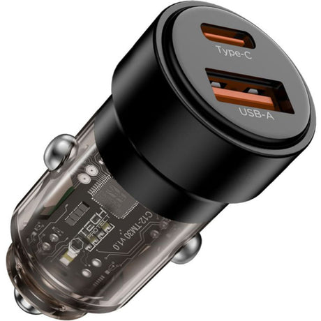 Incarcator Auto Tech-Protect CC03, 75W, 3A, 1 x USB-A - 1 x USB-C