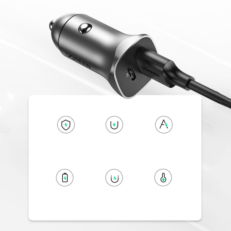 Incarcator Auto UGREEN CD130, 24W, 3A, 1 x USB-A - 1 x USB-C