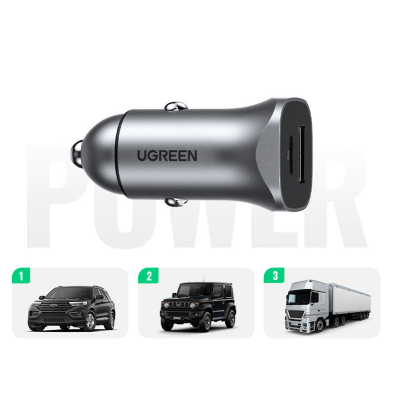 Incarcator Auto UGREEN CD130, 24W, 3A, 1 x USB-A - 1 x USB-C