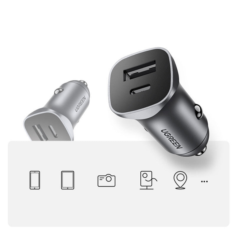 Incarcator Auto UGREEN CD130, 24W, 3A, 1 x USB-A - 1 x USB-C