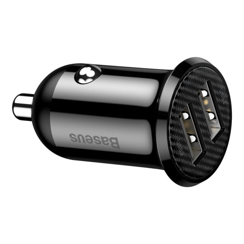 Incarcator Auto Baseus Grain Pro, 24W, 2.4A, 2 x USB-A, Negru CCALLP-01