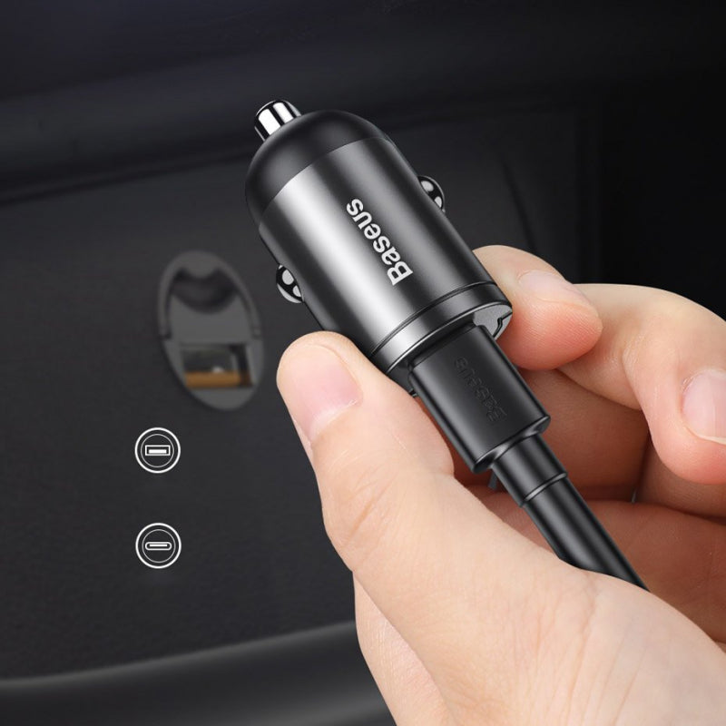 Incarcator Auto Baseus Star Mini, 30W, 3A, 1 x USB-A, Gri VCHX-A0