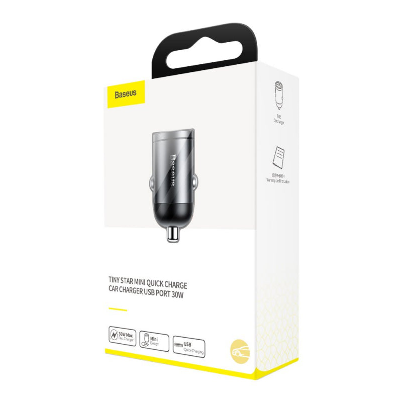 Incarcator Auto Baseus Star Mini, 30W, 3A, 1 x USB-A, Gri VCHX-A0