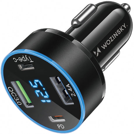Incarcator Auto WZK WDCCB, 50W, 3A, 2 x USB-A - 2 x USB-C