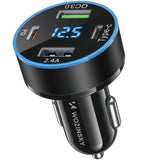 Incarcator Auto WZK WDCCB, 50W, 3A, 2 x USB-A - 2 x USB-C