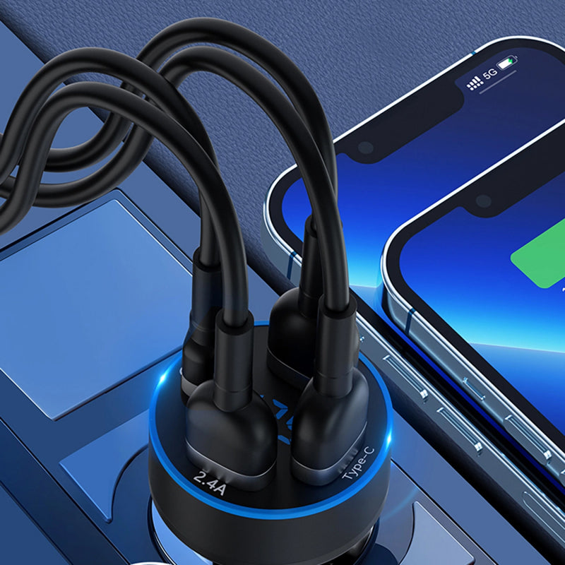 Incarcator Auto WZK WDCCB, 50W, 3A, 2 x USB-A - 2 x USB-C
