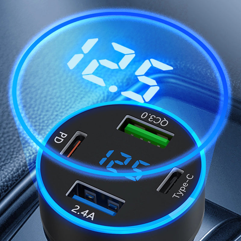 Incarcator Auto WZK WDCCB, 50W, 3A, 2 x USB-A - 2 x USB-C