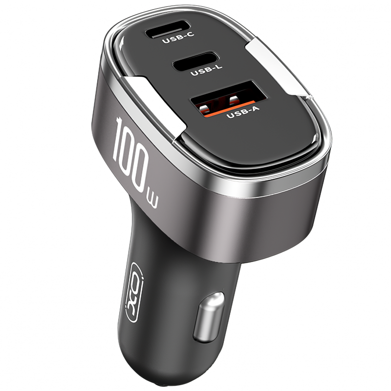 Incarcator Auto XO Design CC61, 100W, 3A, 1 x Lightning - 1 x USB-A - 1 x USB-C