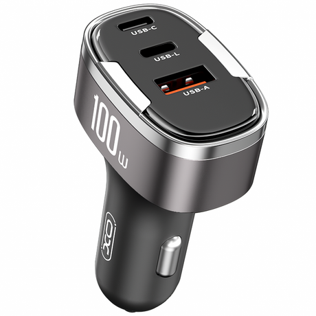 Incarcator Auto XO Design CC61, 100W, 3A, 1 x Lightning - 1 x USB-A - 1 x USB-C