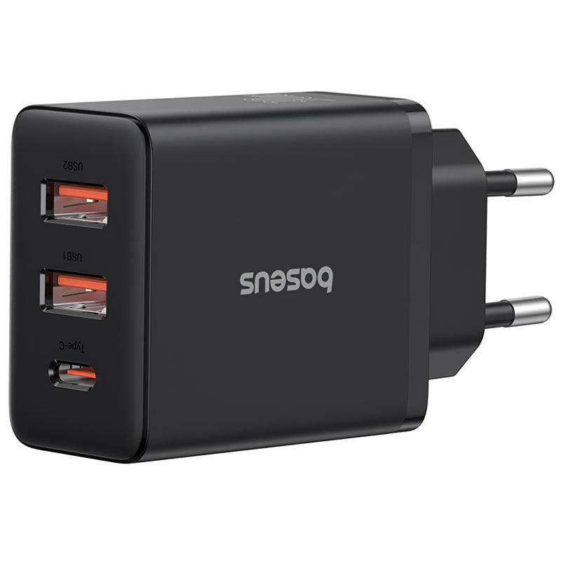 Incarcator Retea Baseus Cube, 30W, 3A, 1 x USB-C - 2 x USB-A, Negru P10111402113-00