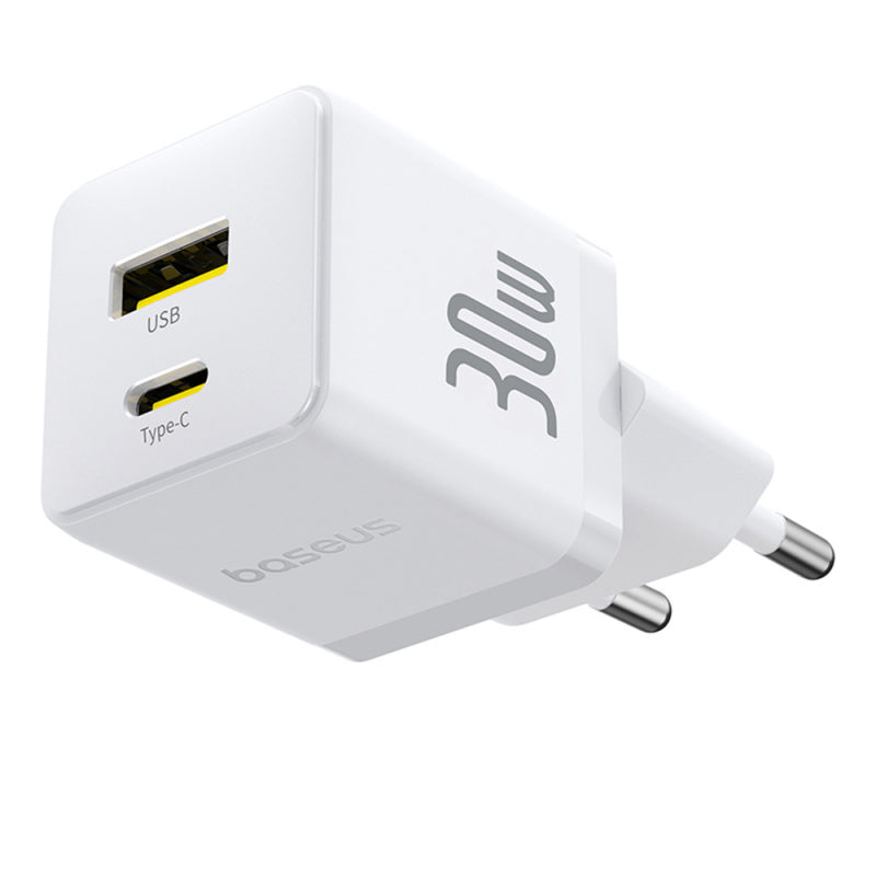 Incarcator Retea Baseus Palm, 30W, 3A, 1 x USB-A - 1 x USB-C, Alb P1011160A213-00