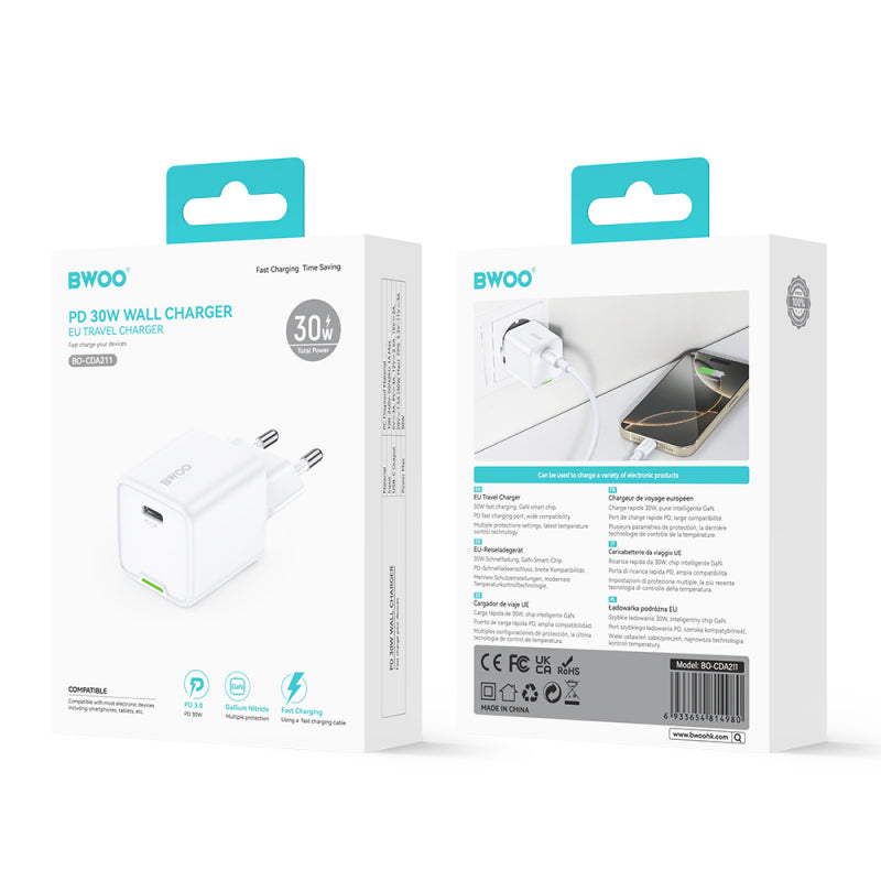 Incarcator Retea BWOO CDA211, 30W, 3A, 1 x USB-C