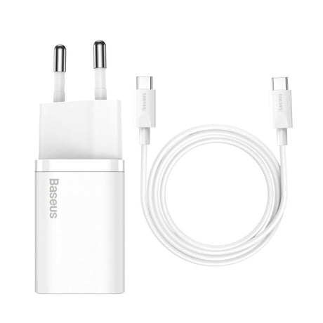 Incarcator Retea Cu Cablu USB-C Baseus Super Si, 25W, 3A, 1 x USB-C, Alb TZCCSUP-L02