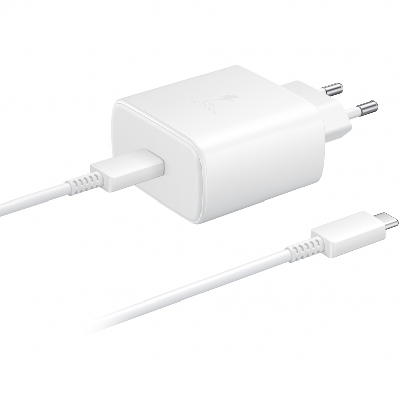 Incarcator Retea cu Cablu USB-C Samsung EP-TA845 + DW767JWE, 45W, 4.05A, 1 x USB-C, Alb GP-PTU020SOFWQ