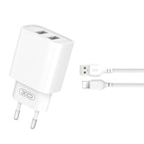 Incarcator Retea Cu Cablu Lightning XO Design CE02C, 10.5W, 2.1A, 2 x USB-