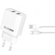 Incarcator Retea Cu Cablu microUSB Blue Power BPCE02M, 10W, 2.1A, 2 x USB-