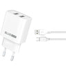Incarcator Retea Cu Cablu microUSB Blue Power BPCE02M, 10W, 2.1A, 2 x USB-