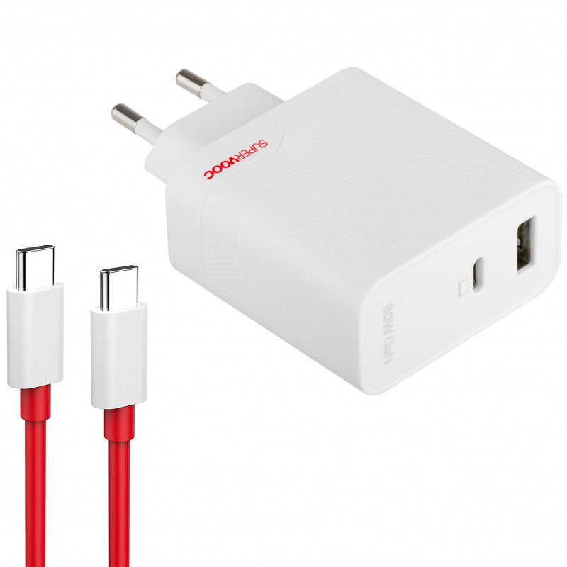 Incarcator Retea Cu Cablu USB-C OnePlus, 80W, 7.3A, 1 x USB-A - 1 x USB-C
