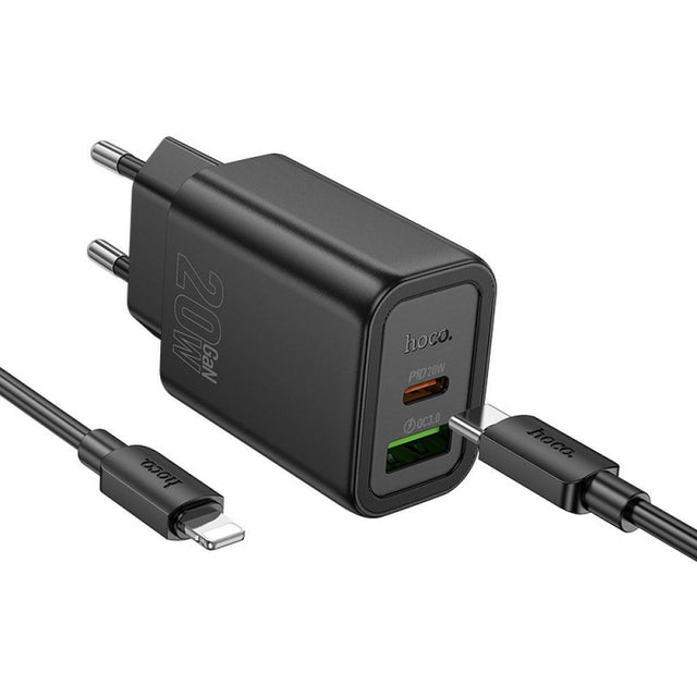 Incarcator Retea Cu Cablu USB-C HOCO N61, 20W, 3A, 1 x USB-A - 1 x USB-C