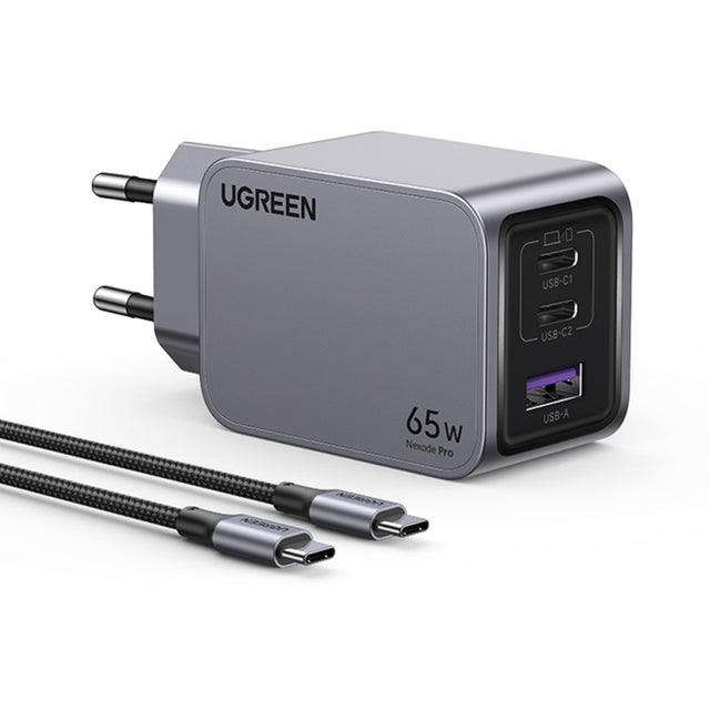 Incarcator Retea Cu Cablu USB-C UGREEN X755 Nexode Pro, 65W, 3A, 1 x USB-A - 2 x USB-C