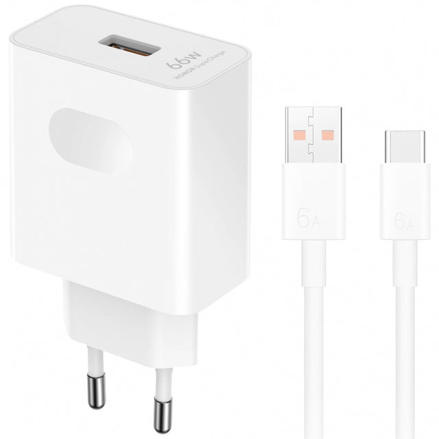 Incarcator Retea Cu Cablu USB-C Honor HN-110600E00, 66W, 6A, 1 x USB-A, Alb 5503AAHX