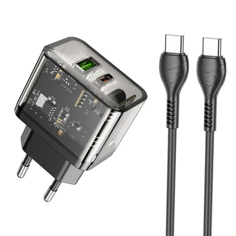 Incarcator Retea Cu Cablu USB-C HOCO N34, 20W, 3A, 1 x USB-A - 1 x USB-C