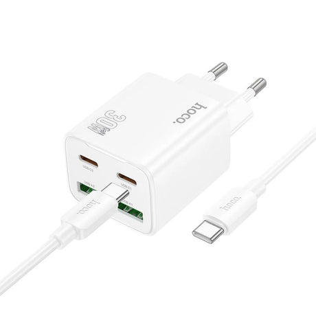 Incarcator Retea Cu Cablu USB-C HOCO N56, 30W, 3A, 2 x USB-A - 2 x USB-C