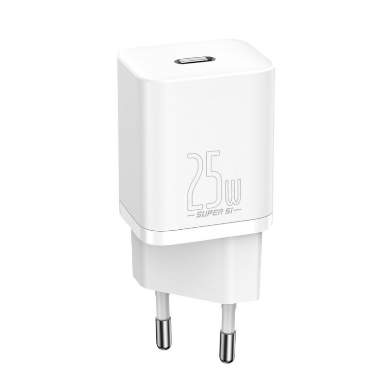 Incarcator Retea Cu Cablu USB-C Baseus Super Si, 25W, 3A, 1 x USB-C, Alb TZCCSUP-L02