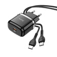 Incarcator Retea Cu Cablu USB-C HOCO Victorious N24, 20W, 3A, 1 x USB-C