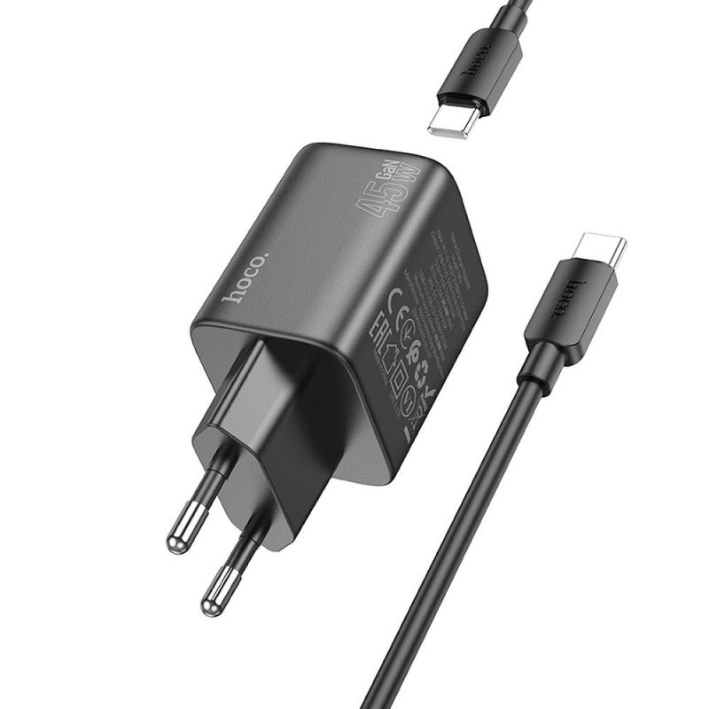 Incarcator Retea Cu Cablu USB-C HOCO N42, 45W, 3A, 2 x USB-C