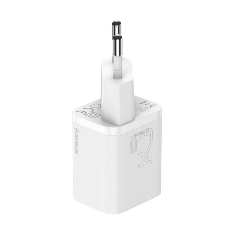 Incarcator Retea Cu Cablu USB-C Baseus Super Si, 25W, 3A, 1 x USB-C, Alb TZCCSUP-L02