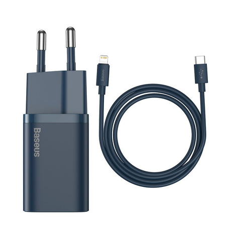 Incarcator Retea Cu Cablu Lightning Baseus Super Si, 20W, 3A, 1 x USB-C, Albastru TZCCSUP-B03