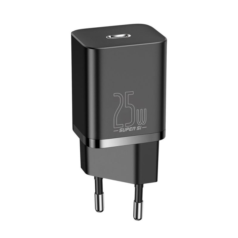 Incarcator Retea Cu Cablu USB-C Baseus Super Si, 25W, 3A, 1 x USB-C, Negru TZCCSUP-L01