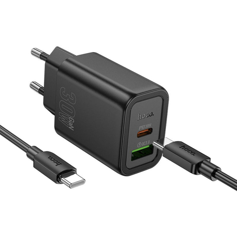 Incarcator Retea Cu Cablu USB-C HOCO N63, 30W, 3A, 1 x USB-A - 1 x USB-C