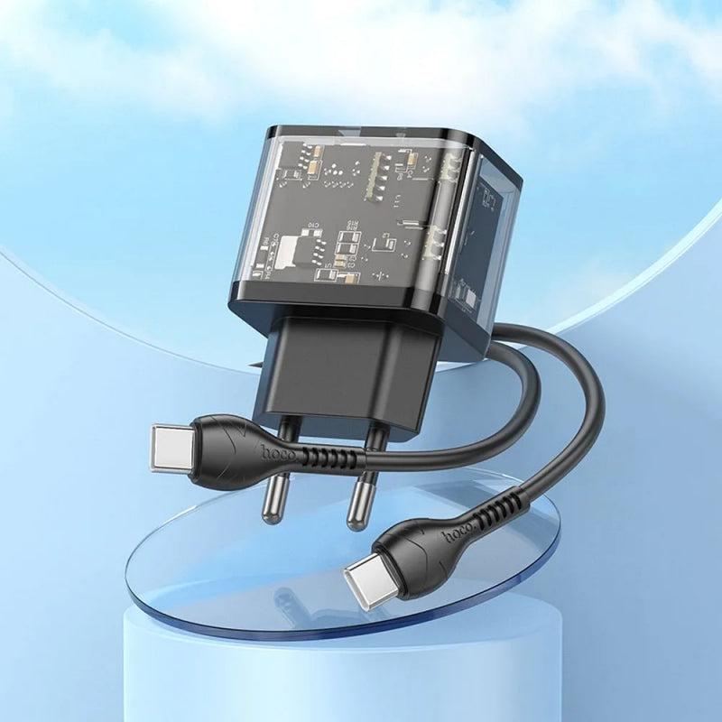 Incarcator Retea Cu Cablu USB-C HOCO N34, 20W, 3A, 1 x USB-A - 1 x USB-C
