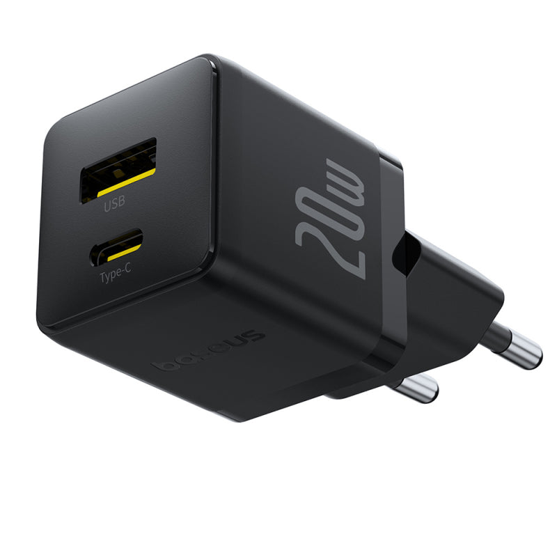 Incarcator Retea Cu Cablu USB-C Baseus Palm, 20W, 3A, 1 x USB-A - 1 x USB-C, Negru P10111608113-01