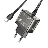 Incarcator Retea Cu Cablu USB-C HOCO N34, 20W, 3A, 1 x USB-A - 1 x USB-C