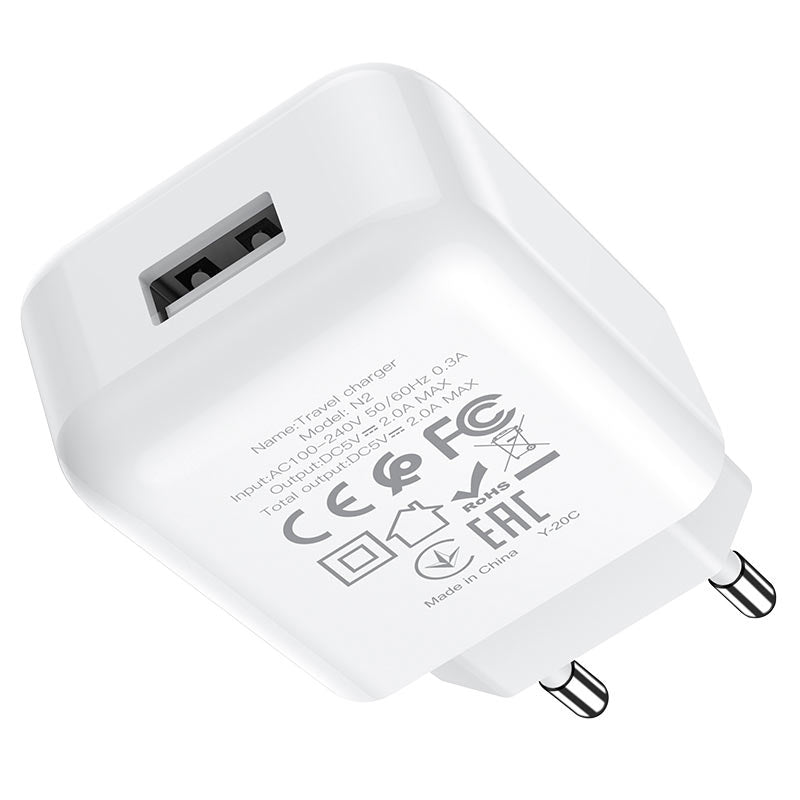 Incarcator Retea cu Cablu Lightning HOCO N2, 10W, 2.1A, 1 x USB-